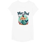 Regalo Divertido del océano del día del Padre de Sirena para papá Mer-Dad Camiseta, Niñas, Blanco, Grande