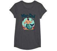 Regalo Divertido del océano del día del Padre de Sirena para papá Mer-Dad Camiseta, Niñas, Jaspeado Oscuro, Pequeña