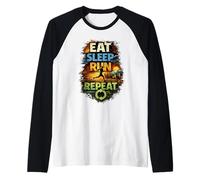 Regalo Divertido para Corredores de Eat Sleep Run Repeat Camiseta Manga Raglan