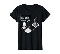 Regalo Divertido para Jugador de ajedrez Oh No Springer Camiseta gráfica económica, Mujer, Negro, XS