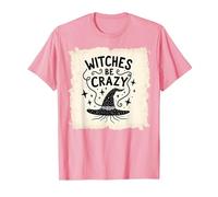 Regalo Divertido para lanzar hechizos mágicos de Halloween de Witches Be Crazy Camiseta, Hombre, Rosado, M
