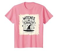 Regalo Divertido para lanzar hechizos mágicos de Halloween de Witches Be Crazy Camiseta, Niños, Rosado, 4 años