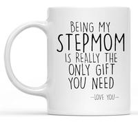 Regalo divertido para madrastra: "Ser mi es realmente lo único que necesitas", taza de cerámica sarcástica, taza de café novedosa, taza de té de cerámica con impresión de doble cara para mamá, papá, a
