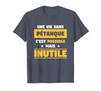 Regalo Divertido para un Jugador de Petanca. Camiseta, Hombre, Azul Jaspeado, S