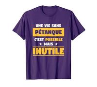 Regalo Divertido para un Jugador de Petanca. Camiseta, Hombre, Morado, L