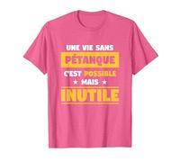 Regalo Divertido para un Jugador de Petanca. Camiseta, Hombre, Rosa Jaspeado, XXL