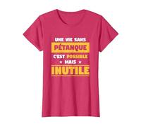 Regalo Divertido para un Jugador de Petanca. Camiseta, Mujer, Rojo Jaspeado, L