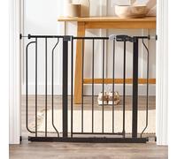 Regalo Easy Step - Puerta Extra Ancha para bebés de 38.5 Pulgadas, Marca galardonada, Incluye Kit de extensión de 6 Pulgadas, Kit de Montaje a presión, Negro, 4 Tazas de Pared y Kit de Montaje