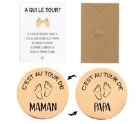 Regalo Embarazada Original Francés, 1* Moneda Decisión + 1* Tarjeta Felicitación + 1* Sobre Kraft, Detalle Cosa Recién Nacida Niña Bautizo Bebé Mamá Primeriza Papá Pareja Padres Papis