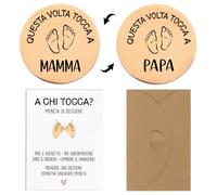 Regalo Embarazada Original Italiano, 1* Moneda Decisión + 1* Tarjeta Felicitación + 1* Sobre Kraft, Detalle Cosa Recién Nacida Niña Bautizo Bebé Mamá Primeriza Papá Pareja Padres Papis (Oro Rosa)