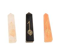 Regalo espiritual de Reiki Aventurina amarilla, turmalina negra, símbolo de cuarzo de cristal grabado con varita de USUI, bendición de sanación completa