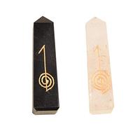 Regalo espiritual de Reiki Crystal Quatz, símbolo de turmalina negra grabado USUI Wand-Blessfull Healing