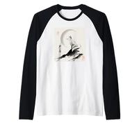 Regalo espiritual zen vintage japonés Kitsune Fox y Moon Camiseta Manga Raglan