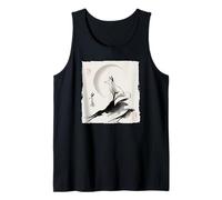 Regalo espiritual zen vintage japonés Kitsune Fox y Moon Camiseta sin Mangas