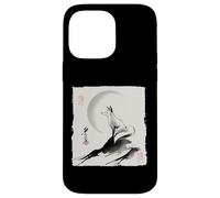 Regalo espiritual zen vintage japonés Kitsune Fox y Moon Carcasa para iPhone 14 Pro Max