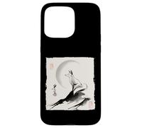 Regalo espiritual zen vintage japonés Kitsune Fox y Moon Carcasa para iPhone 15 Pro Max