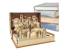 Regalo familiar de Semana Santa de Pascua, escena de resurrección de la Semana Santa de madera, decoración de escena de resurrección de Pascua, libro de Semana Santa, decoración religiosa de Pascua