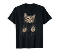 Regalo Gato Curioso ilusión 3D Amantes felinos Original Real Camiseta