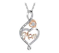 Regalo genérico Fete Des Meres Collar Corazón Mom Colgante de diamantes de imitación para regalos de Acción de Gracias de cumpleaños Diy Producción Artesanal, Cadena ajustable, One Size, Metal, No es