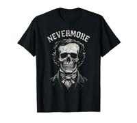 Regalo gótico de Edgar Allan PoE Skull Nevermore con Cita artística de Terror Camiseta