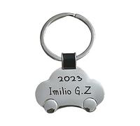 regalo grabado - 1 Llavero Coche Personalizado | Metal Cromado | Grabado Imborrable | Ideal Carné de Conducir | Opción de Logo en Cara B | Unidades (1)