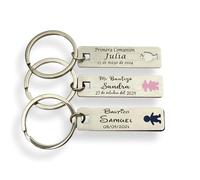 regalo grabado - 10 Llaveros Personalizado Silueta Niño, Niña o Cáliz | Para Bautizo, Comunión y Eventos | Grabado hasta 3 Líneas. Unidades (10)
