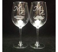 regalo grabado 2 Copas de Vino personalizas con texto, dibujo, logo, escudo. De vidrio templado
