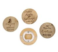 Regalo Grabado - 25 Abridores Personalizados de Madera de Bambú | Abrebotellas Magnetico | Abrebotellas con Grabado Láser Único para Bodas, Comuniones, Bautizos | Unidades (25)
