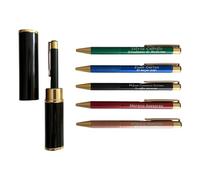 regalo grabado - Bolígrafo Rey Personalizado | Metal Aluminio Acabado Mate | Cilindro Metálico Negro y Dorado | Pulsador Suave | Tinta Azul | Bolígrafo (Verde)