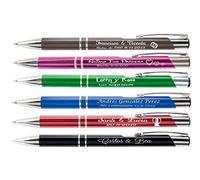regalo grabado - Bolígrafos Personalizados Metálicos | Grabado de Texto 2 Líneas o Logo | Regalo para Invitados Boda, Comunión, Bautizo, Cumpleaños y Eventos |Bolígrafos para Empresas | Unidades (50)