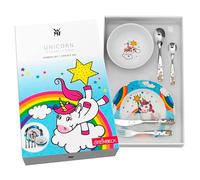 Regalo Grabado - Cubiertos Infantiles Personalizados con Vajilla | Acero Inoxidable 18/10 | Nombre y Fecha Grabados | Apto Lavavajillas | (Unicornios)