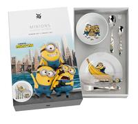 Regalo Grabado - Cubiertos Infantiles Personalizados con Vajilla | Acero Inoxidable 18/10 | Nombre y Fecha Grabados | Apto Lavavajillas | (Minions)