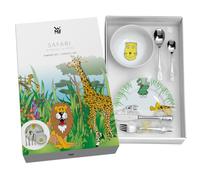 Regalo Grabado - Cubiertos Infantiles Personalizados con Vajilla | Acero Inoxidable 18/10 | Nombre y Fecha Grabados | Apto Lavavajillas | (Safari)