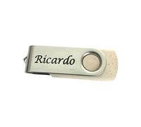 Regalo Grabado - Memoria USB 16 GB Personalizada | Cuerpo de Paja de Trigo y Metal | Grabe Texto o Logo | Ideal para Eventos y Detalles| Unidades (1)