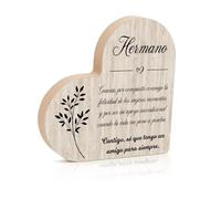 Regalo Hermano, Placa Corazón de Madera 2 cm Grosor, Regalos Hermano Navidad, Regalo para Hermanos, Regalos para Hermanos Regalos para Casa, Regalo Familia Cumpleaños Detalles Originales para Hombre