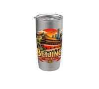 Regalo histórico de recuerdo de viaje vintage a Beijing, China Vaso térmico de acero inoxidable de doble pared