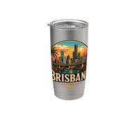 Regalo histórico de recuerdo de viaje vintage a Brisbane Australia Vaso térmico de acero inoxidable de doble pared