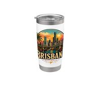 Regalo histórico de recuerdo de viaje vintage a Brisbane Australia Vaso térmico de acero inoxidable de doble pared