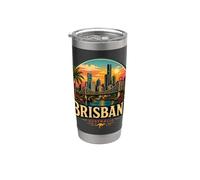Regalo histórico de recuerdo de viaje vintage a Brisbane Australia Vaso térmico de acero inoxidable de doble pared