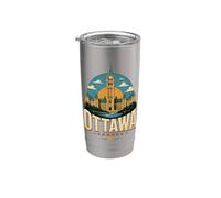 Regalo histórico de recuerdo vintage de viaje a Ottawa, Canadá Vaso térmico de acero inoxidable de doble pared