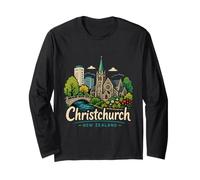Regalo histórico de Viaje de Christchurch Nueva Zelanda Dibujado a Mano Manga Larga