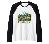 Regalo histórico de Viaje de Interlaken Suiza Dibujado a Mano Camiseta Manga Raglan