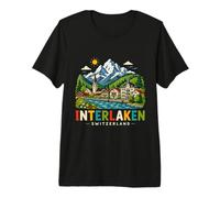 Regalo histórico de Viaje de Interlaken Suiza Dibujado a Mano Camiseta Premium