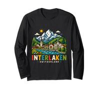 Regalo histórico de Viaje de Interlaken Suiza Dibujado a Mano Manga Larga