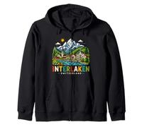 Regalo histórico de Viaje de Interlaken Suiza Dibujado a Mano Sudadera con Capucha