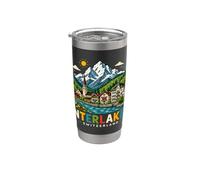 Regalo histórico de viaje de Interlaken Suiza dibujado a mano Vaso térmico de acero inoxidable de doble pared