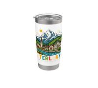 Regalo histórico de viaje de Interlaken Suiza dibujado a mano Vaso térmico de acero inoxidable de doble pared
