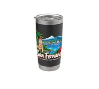 Regalo histórico de viaje de San Fernando Trinidad dibujado a mano Vaso térmico de acero inoxidable de doble pared