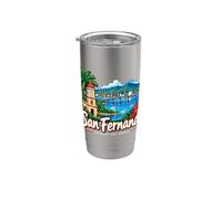 Regalo histórico de viaje de San Fernando Trinidad dibujado a mano Vaso térmico de acero inoxidable de doble pared