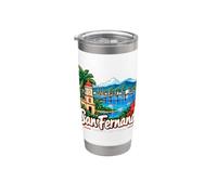 Regalo histórico de viaje de San Fernando Trinidad dibujado a mano Vaso térmico de acero inoxidable de doble pared